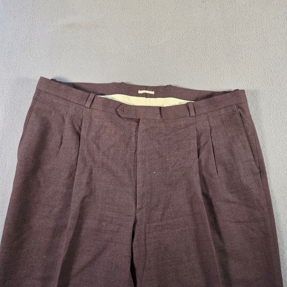 Vintage Givenchy Pants Mens 38x32 Brown Wool Pleated Trousers Monsieur